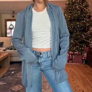 PrettyLittleThing Blue Ribbed Blazer